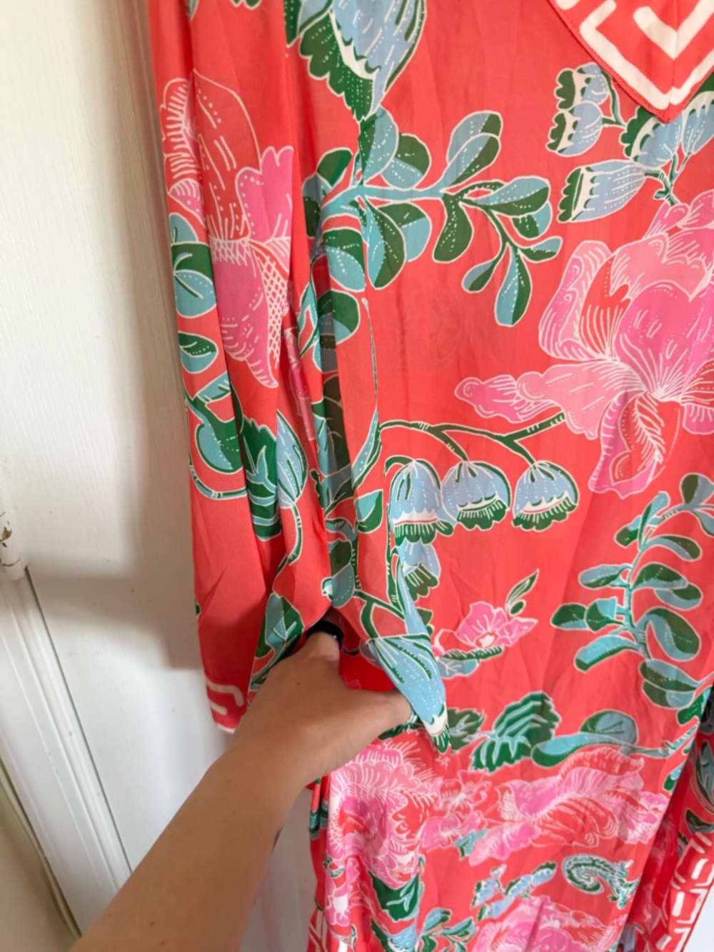 CK Bradley Peppin Caftan Coral Floral Maxi Dress - Picture 5 of 9
